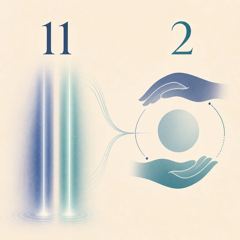 数秘術11の直感と2の協調性を比較した編集イラスト